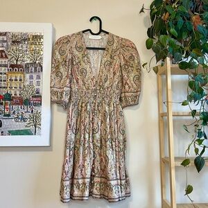 Zimmermann Freja Shirred Waist Mini Dress in the Jadore Paisley 0P